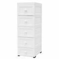 Meuble de rangement à roulettes avec 5 tiroirs - Idéal pour chambre, salle de bain et bureau - Couleur blanche
