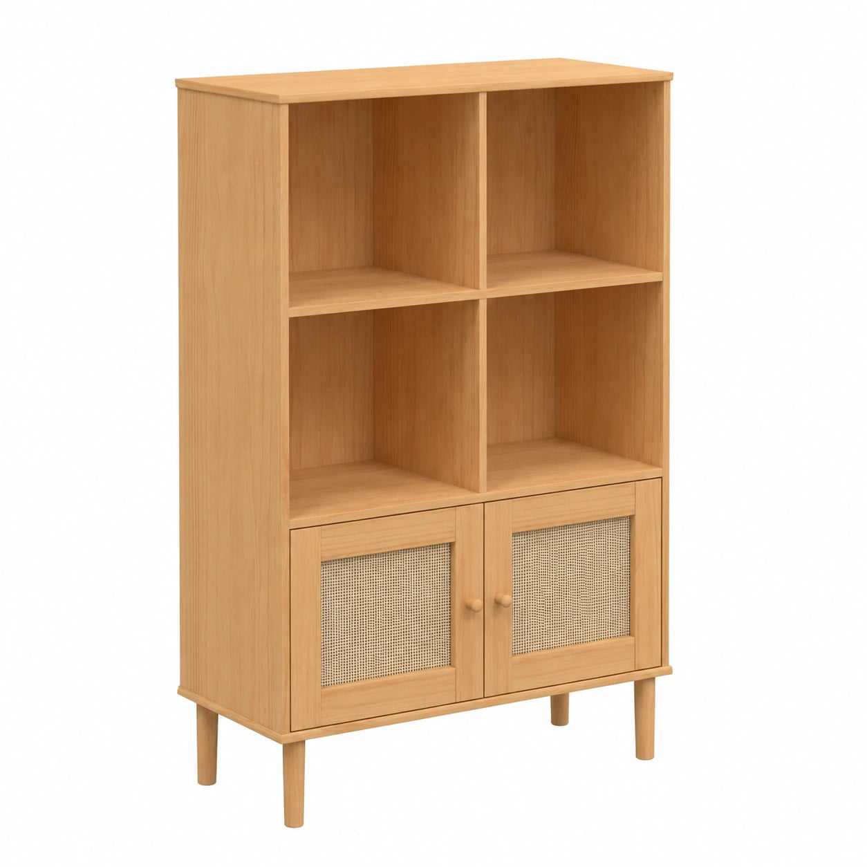 Étagère de Rangement Moderne, Armoire avec Portes, Aspect Rotin