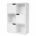 Étagère de Rangement 6 Cases avec Portes et Compartiments Ouverts, Meuble Polyvalent Blanc pour Salon, Bureau, Chambre
