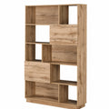 Bibliothèque en bois clair avec 2 portes et 8 étagères
