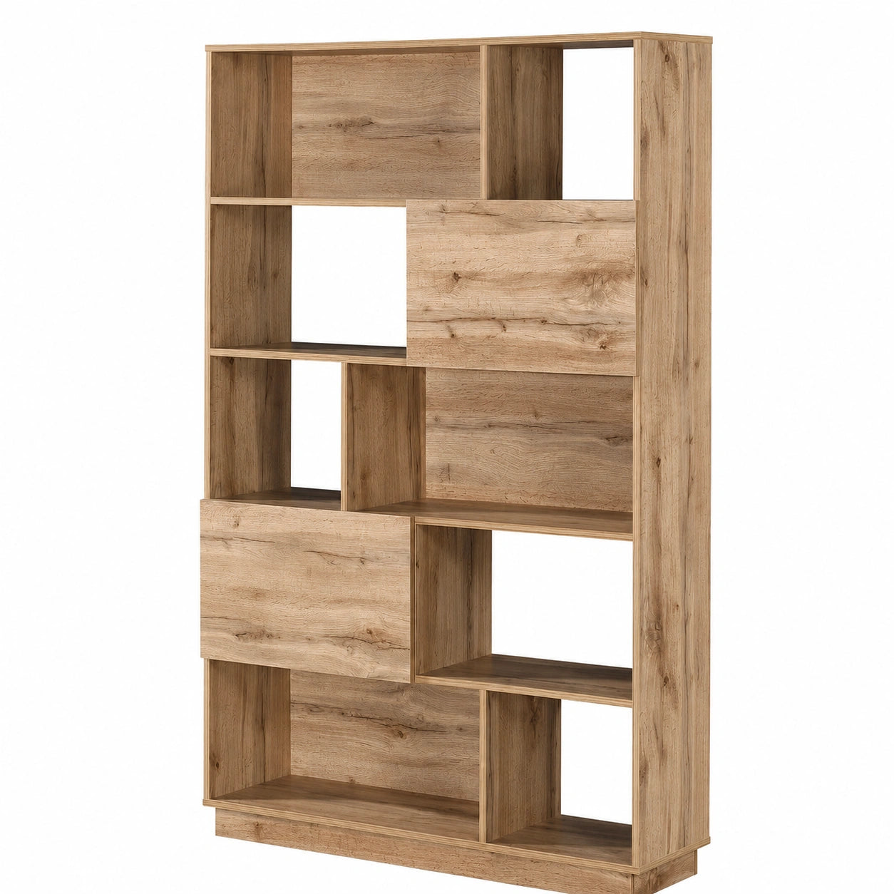 Bibliothèque en bois clair avec 2 portes et 8 étagères