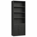 Bibliothèque avec Portes et Compartiments, Meuble de Rangement pour Maison et Bureau, Noir