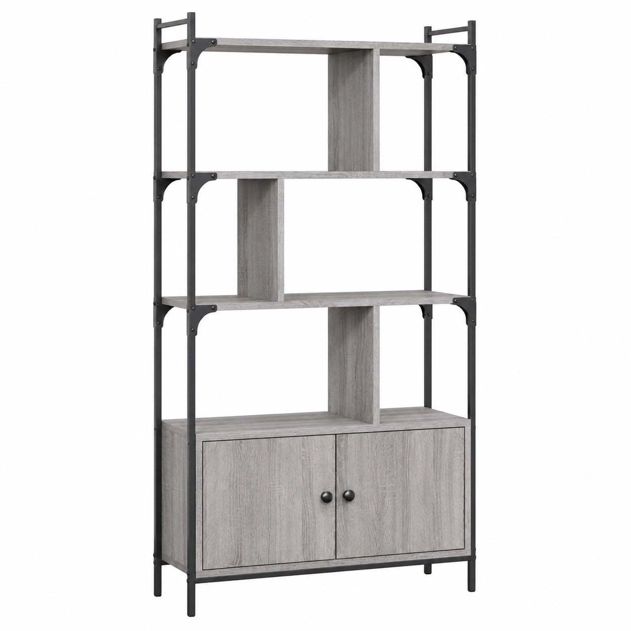 Grande étagère murale avec portes, coloris gris