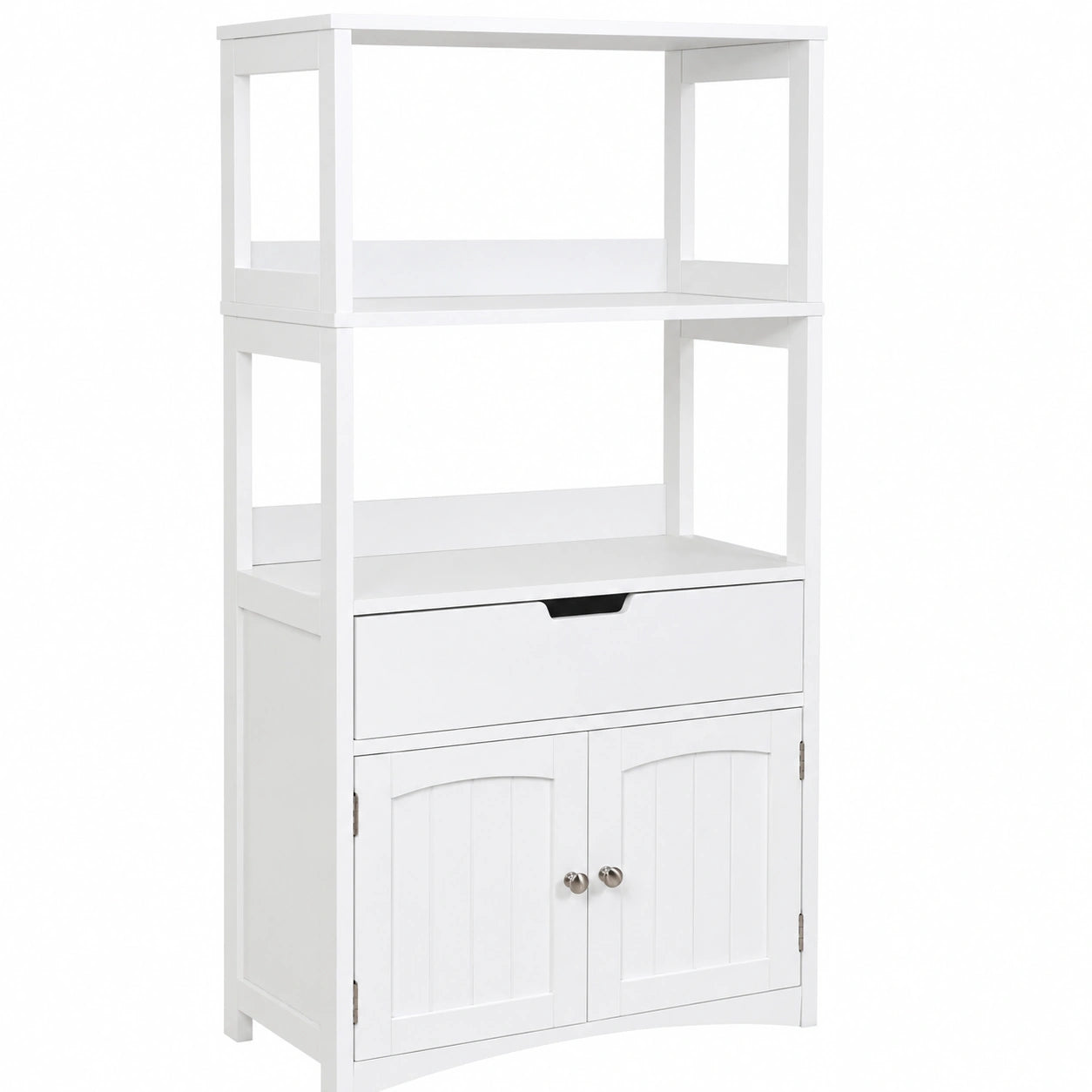 Étagère blanche avec portes et étagères ouvertes pour salon ou bureau