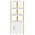 Étagère d'angle 6 niveaux avec armoire à porte, 180 cm, kit anti-basculement inclus, rangement pour salon, chambre, cuisine