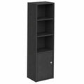 Bibliothèque à 5 niveaux avec porte de rangement, bois noir