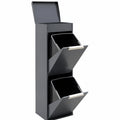 Poubelle de Cuisine avec 2 Bacs de Recyclage 34L et Plateau Multifonction Anthracite