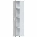 Armoire multifonction avec étagères et porte, blanc et gris ciment
