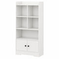 Bibliothèque 5 Casiers Semi-Ouverts avec Portes, Étagère de Rangement pour Maison