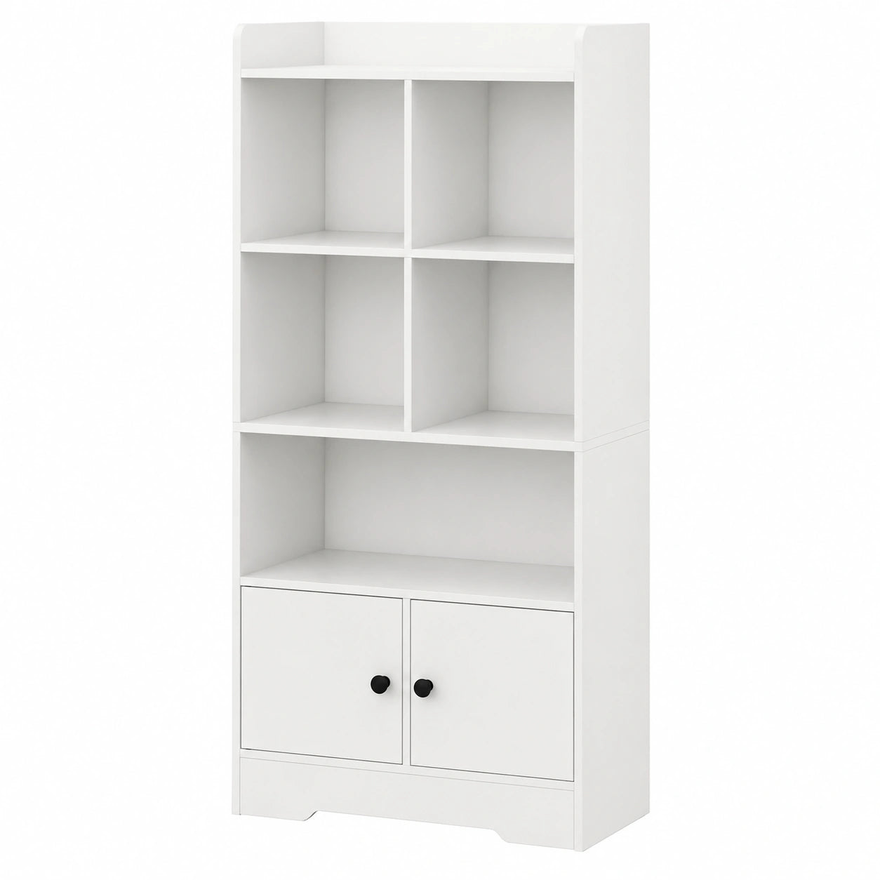 Bibliothèque 5 Casiers Semi-Ouverts avec Portes, Étagère de Rangement pour Maison
