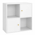 Meuble de Rangement à 4 Cubes avec Portes et Compartiments Ouverts, Étagère Polyvalente pour Maison