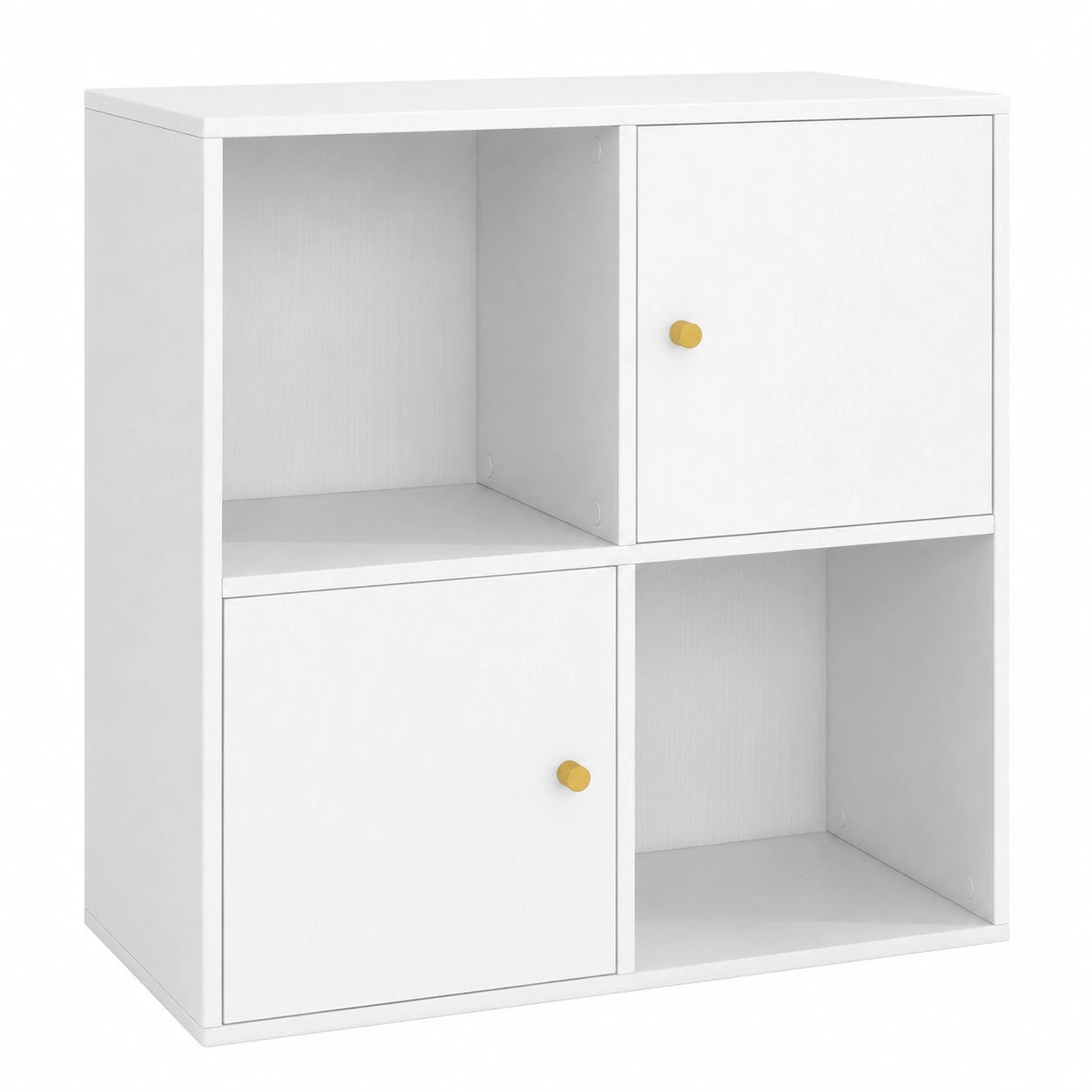 Meuble de Rangement à 4 Cubes avec Portes et Compartiments Ouverts, Étagère Polyvalente pour Maison