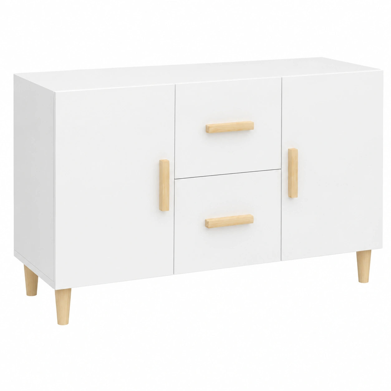 Buffet blanc avec grand espace de rangement pour salon