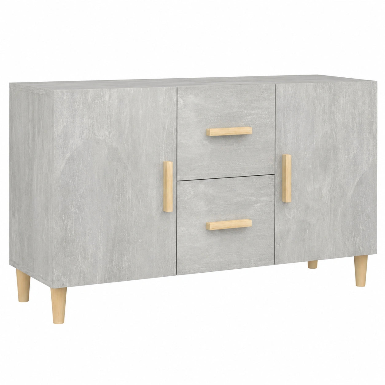Buffet en bois gris béton avec grand espace de rangement