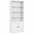 Grande étagère blanche 6 niveaux avec portes et étagère ajustable pour salon et bureau