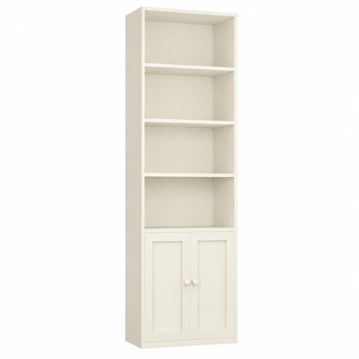 Bibliothèque à 6 Étagères avec Portes et Rangement