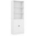 Bibliothèque en bois avec étagères ouvertes et armoire
