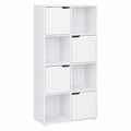 Étagère de Rangement avec 8 Cubes et 4 Portes en Bois Blanc
