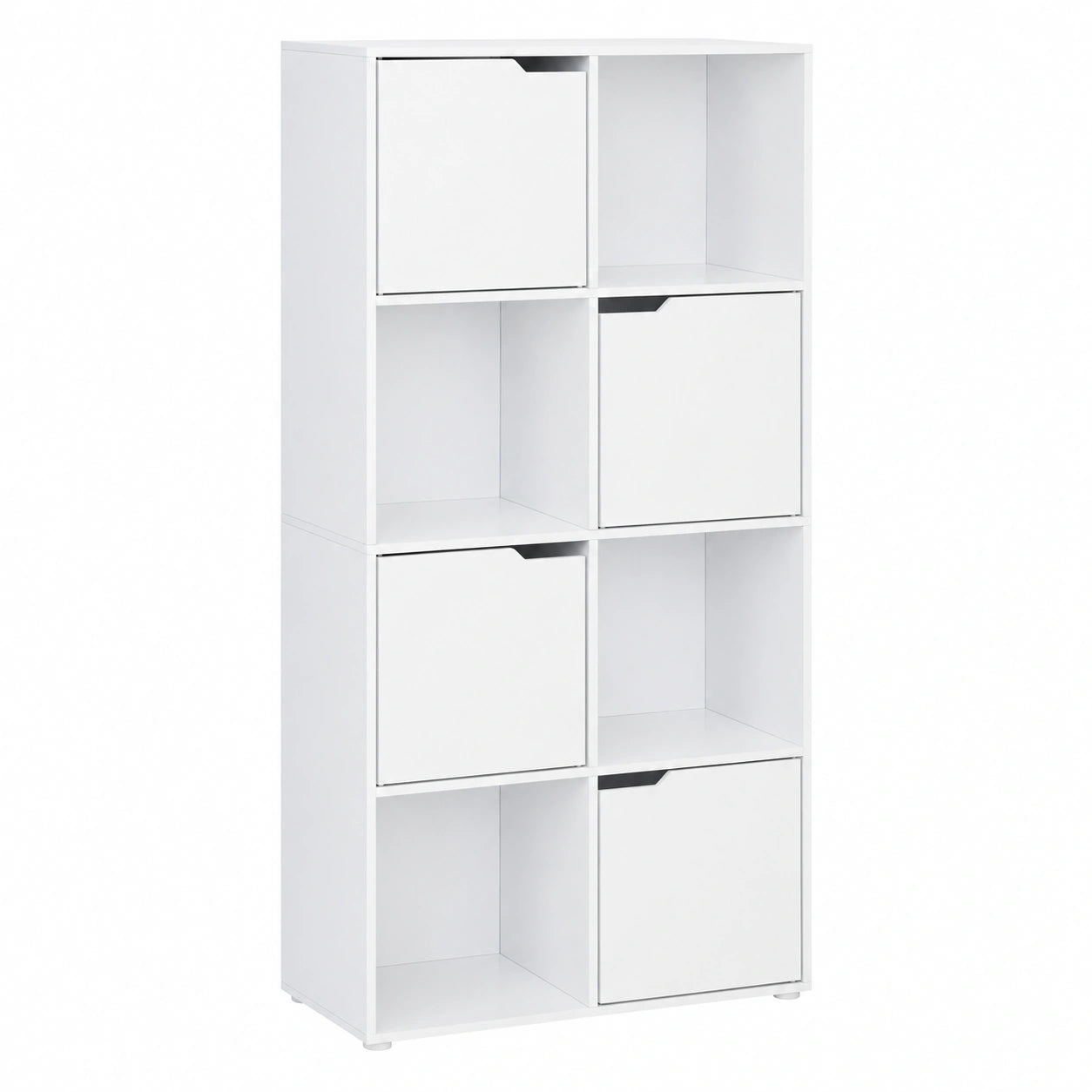 Étagère de Rangement avec 8 Cubes et 4 Portes en Bois Blanc
