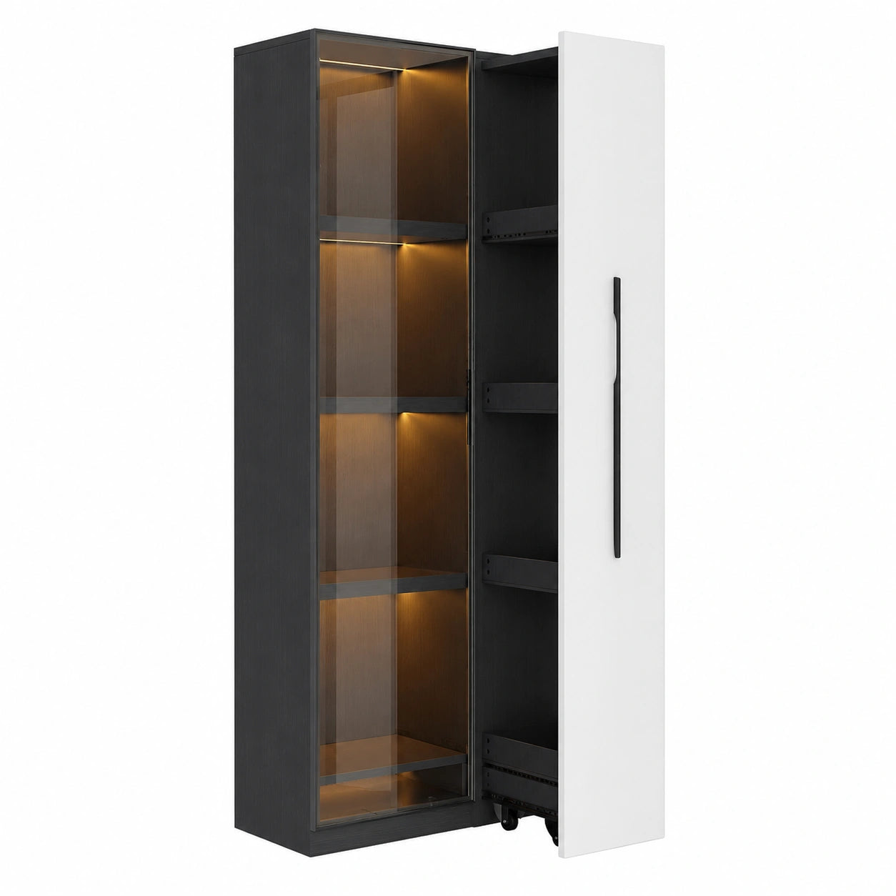 Vitrine moderne avec porte en verre et éclairage LED pour salon
