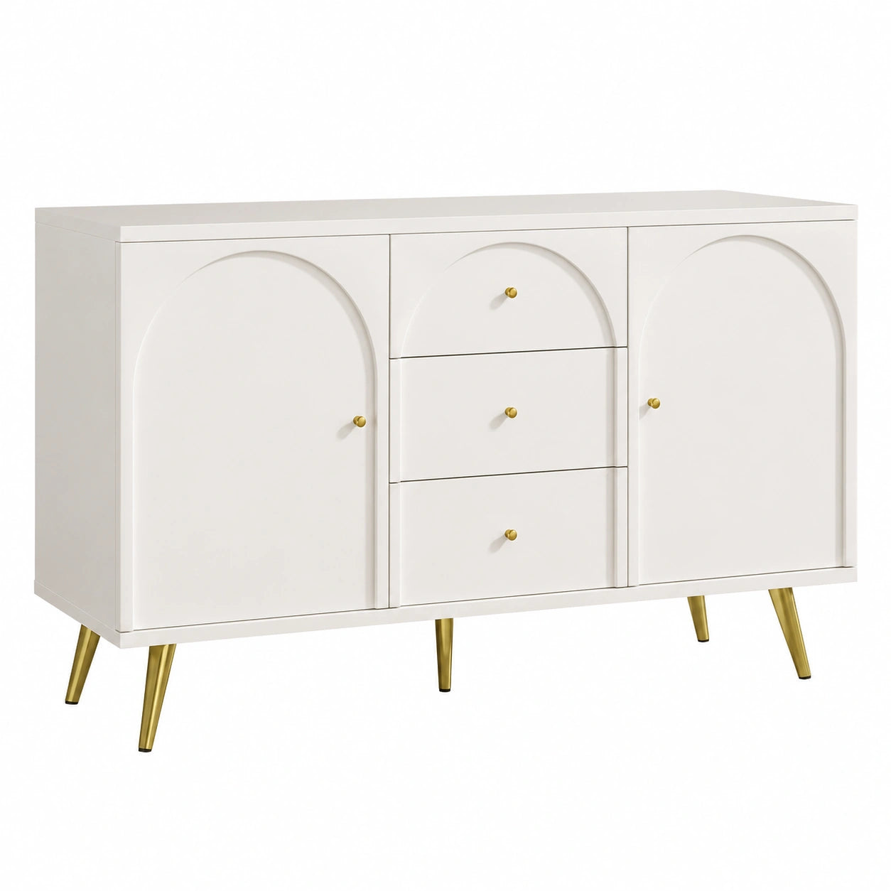 Buffet polyvalent avec portes et tiroirs en crème
